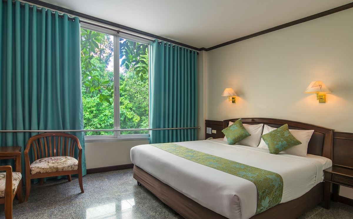 Green House Hotel pool and grounds in Krabi Town